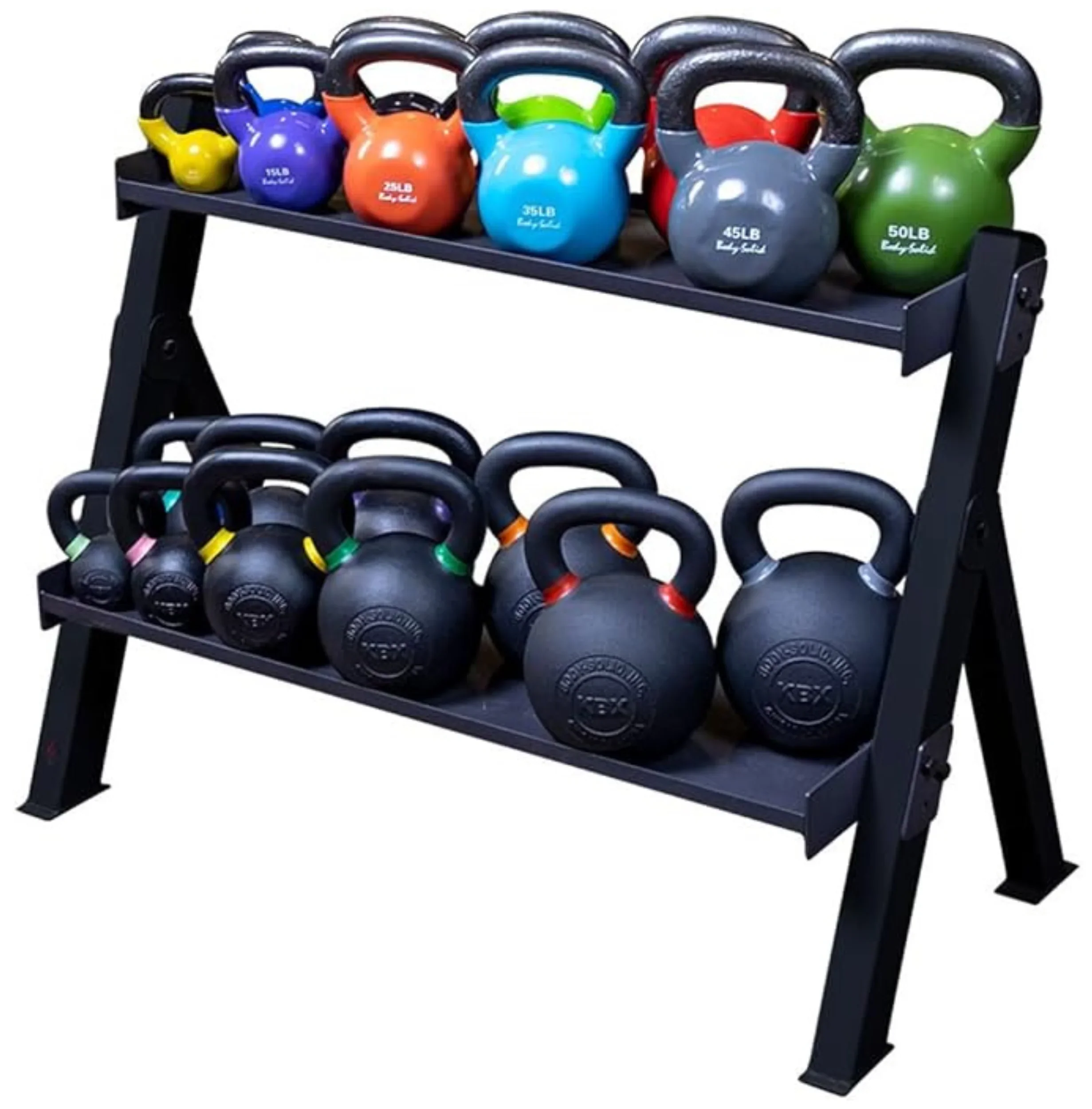 Body Solid GDKR100B Dual Dumbbell & Kettlebell Rack - Black (New) - Image 3
