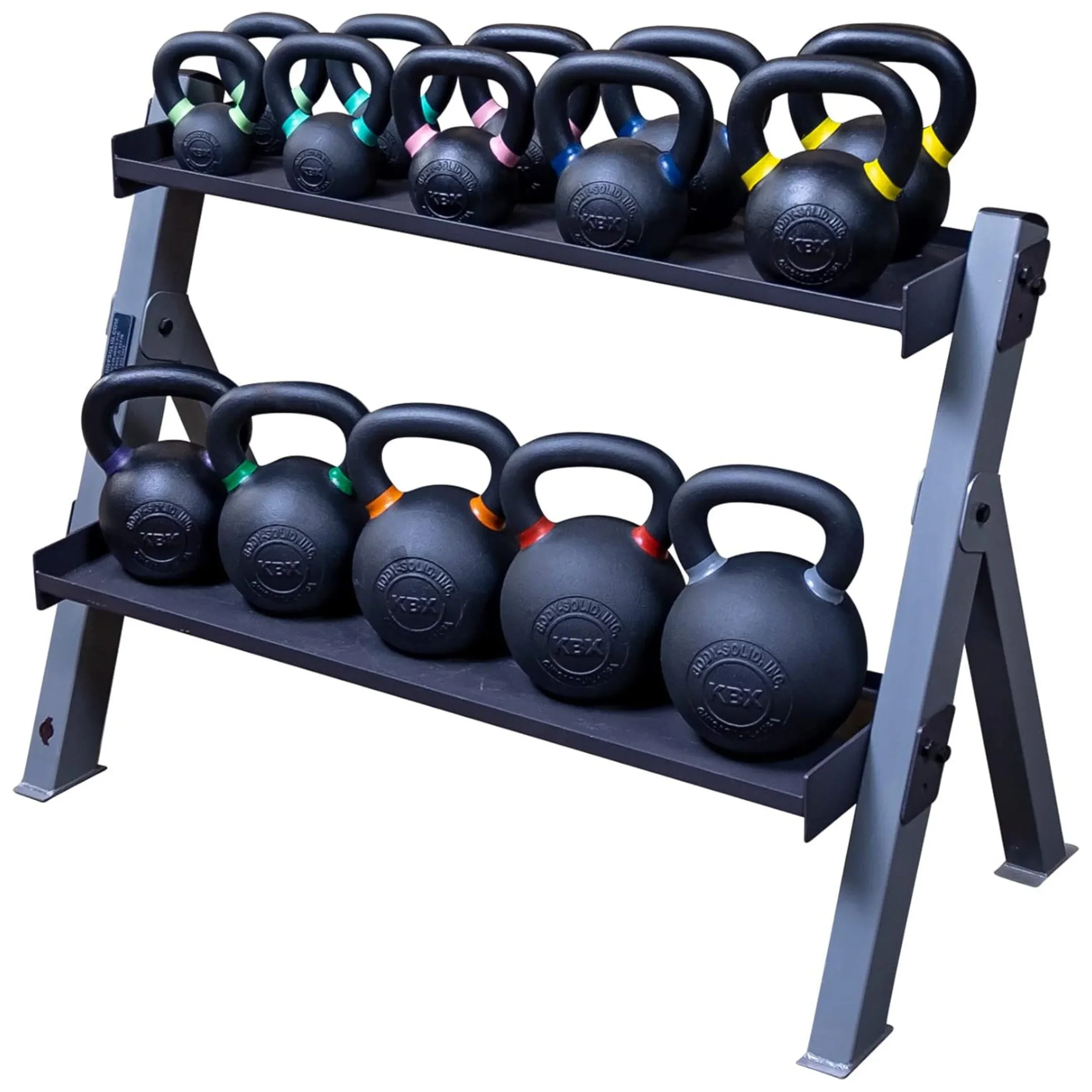 Body Solid GDKR100B Dual Dumbbell & Kettlebell Rack - Black (New) - Image 4