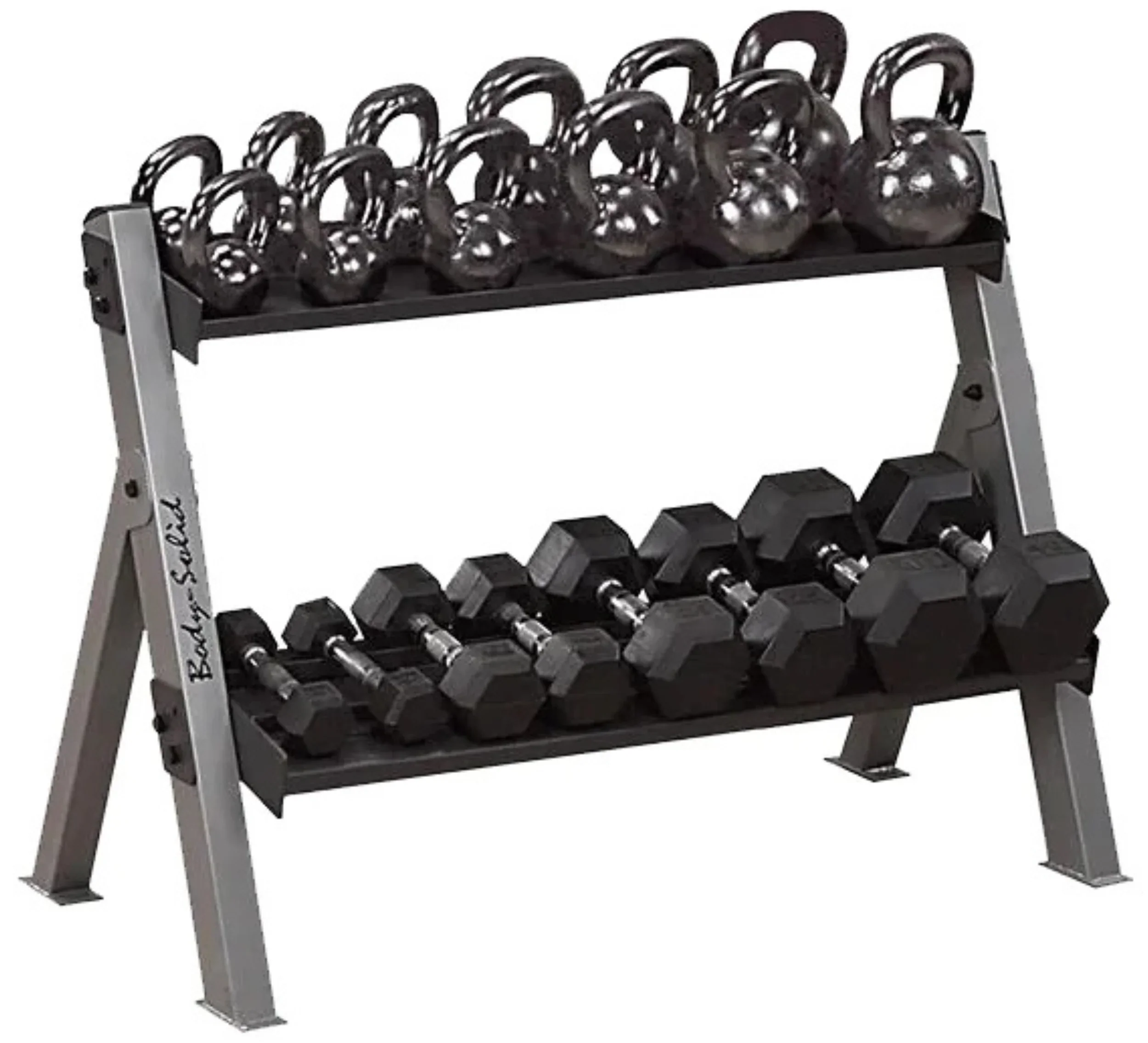 Body Solid GDKR100B Dual Dumbbell & Kettlebell Rack - Black (New) - Image 5