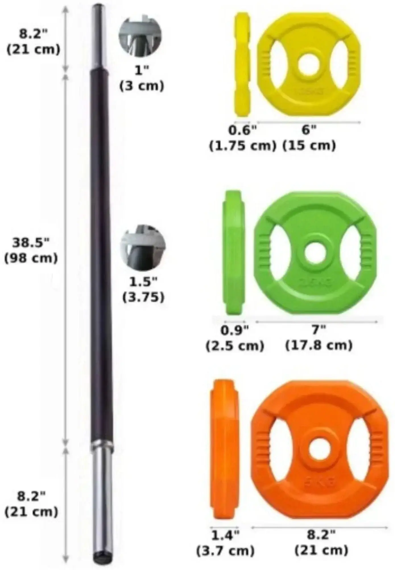 French Fitness 20 Set Aerobic Bar & Plate Package w/Rack (New) - Image 5