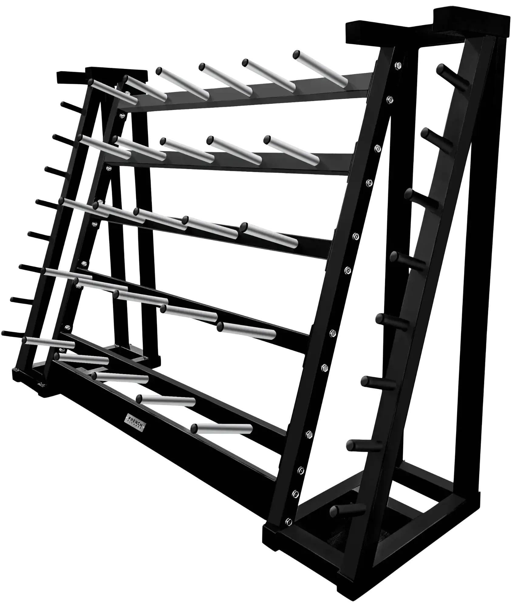 French Fitness Aerobic Bar & Plate Rack - Fits 20 Sets (New)