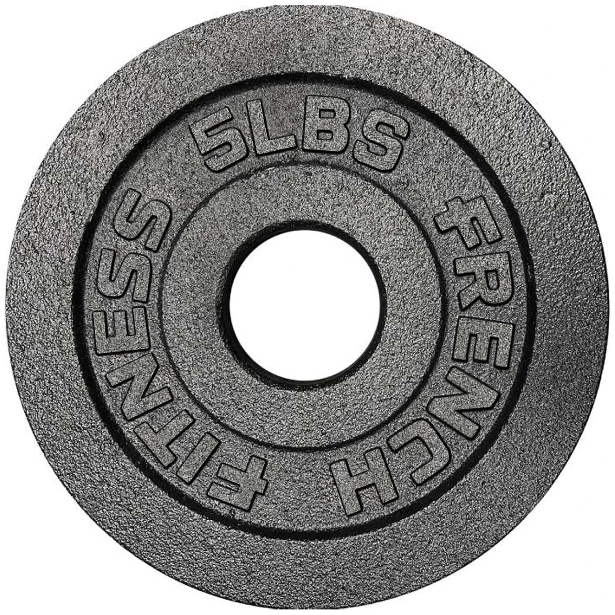French Fitness Cast Iron Olympic Weight Plate V1 Set w/7 ft Olympic Bar 235 lbs (New) - Image 5