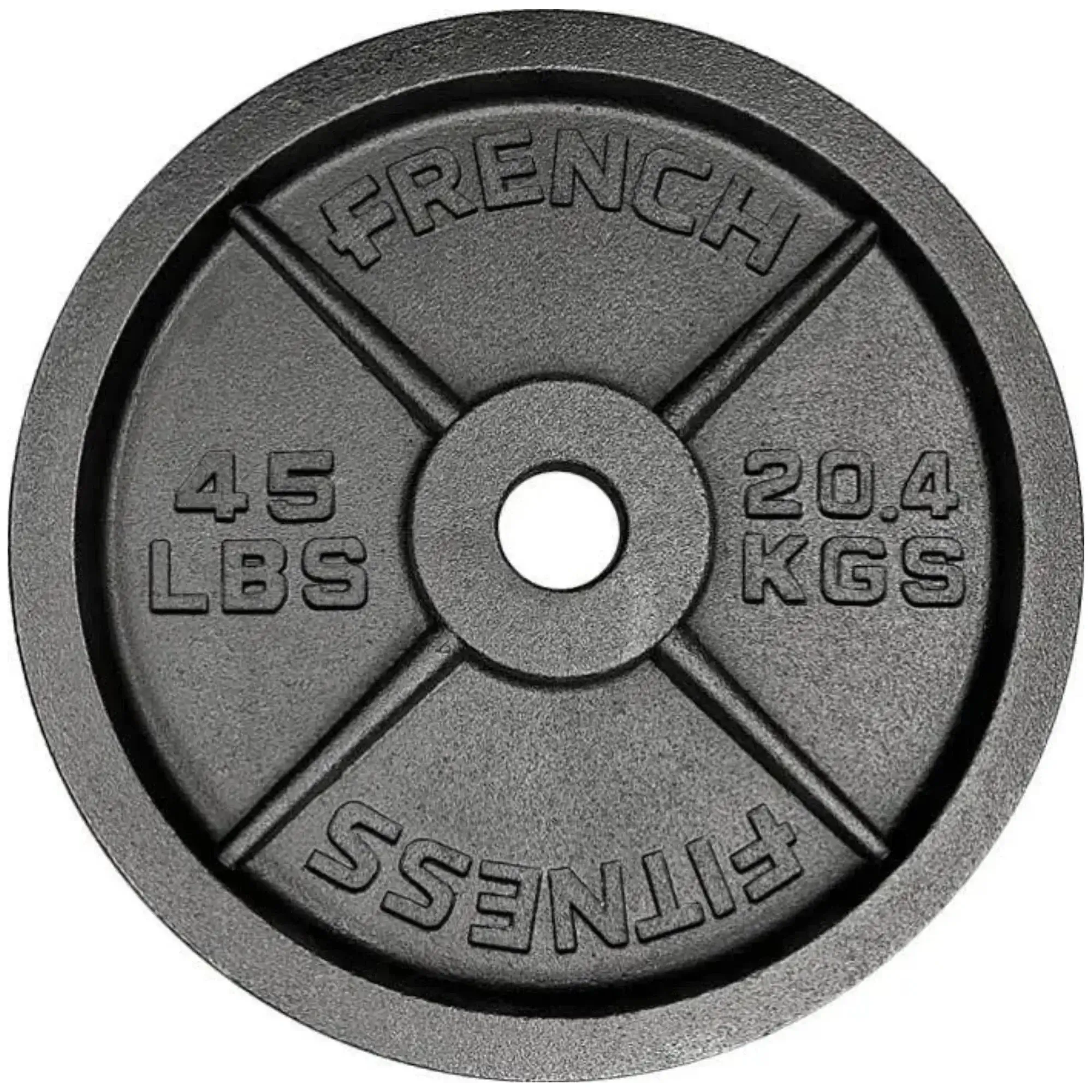 French Fitness Cast Iron Olympic Weight Plate V1 Set w/7 ft Olympic Bar 235 lbs (New) - Image 8