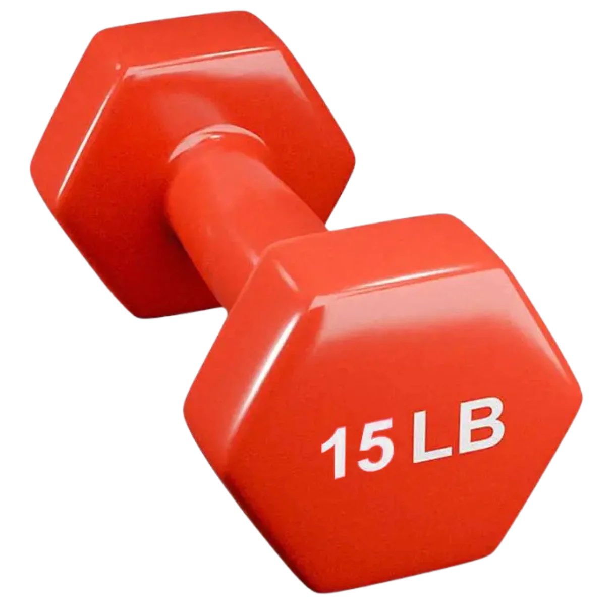 French Fitness Colorful Hex Vinyl Dumbbell 15 lbs - Single (New)