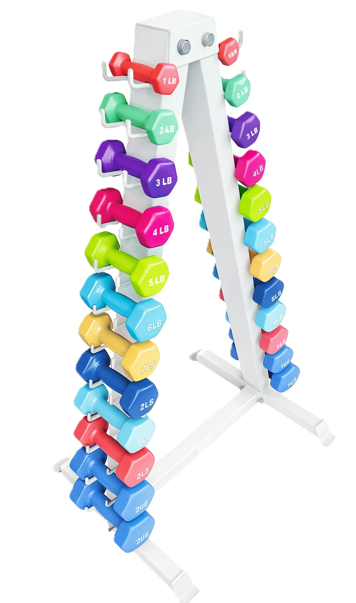 French Fitness Colorful Hex Vinyl Dumbbell Set of 1 to 15 lbs (New) - Image 2
