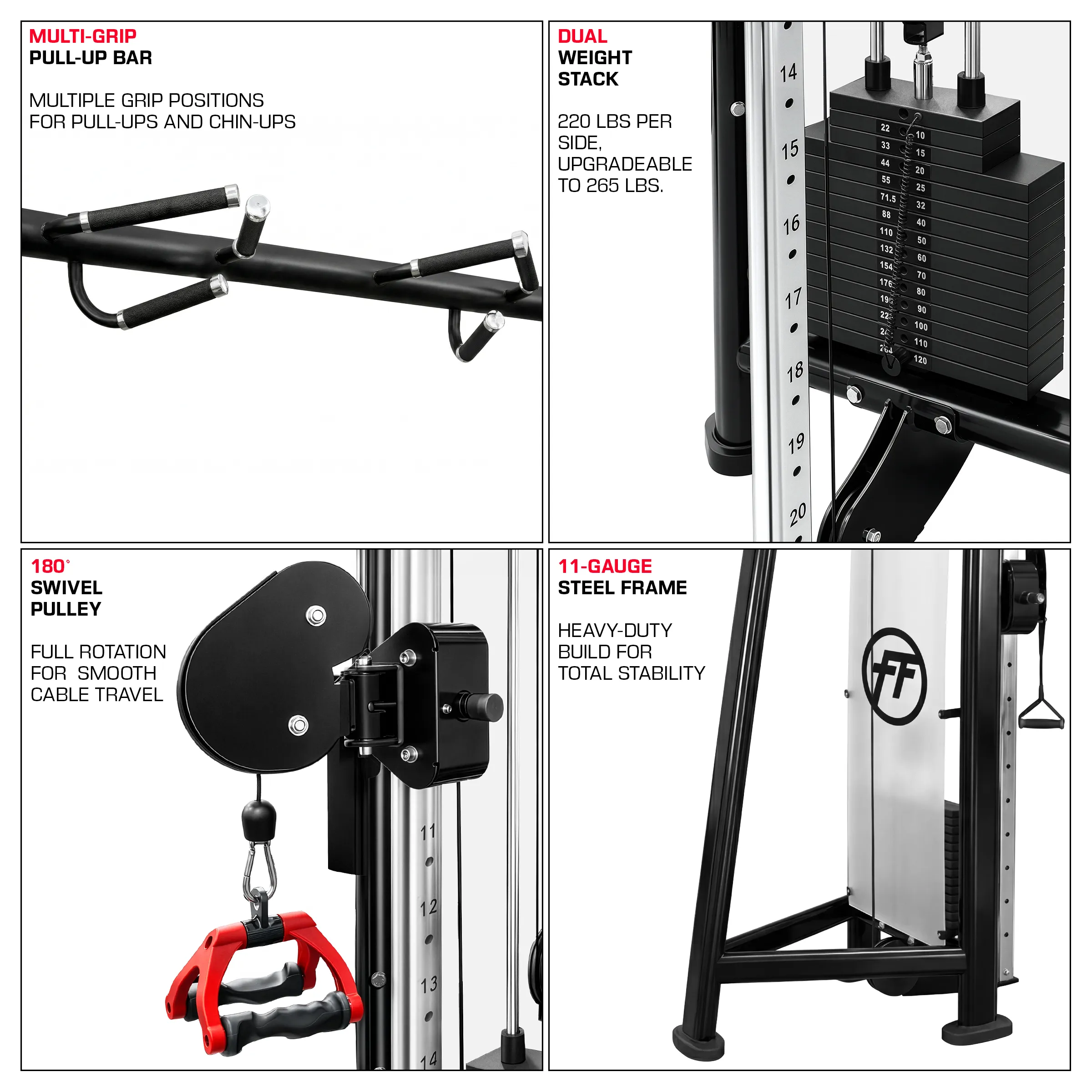 French Fitness FFB Black Adjustable Cable Crossover (New) - Image 3