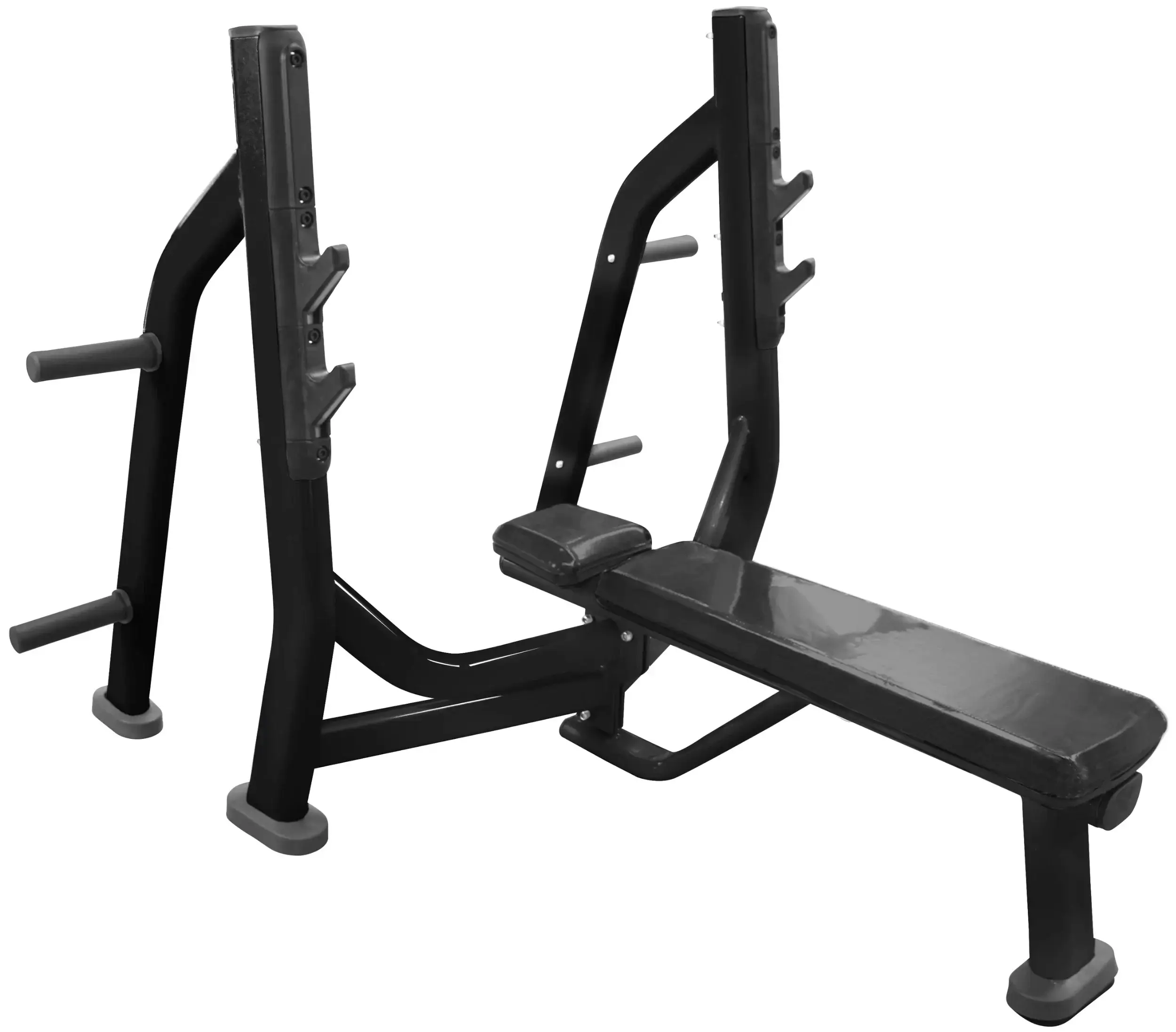 French Fitness FFB Black Olympic Flat Bench w/Weight Horns (New) - Image 2