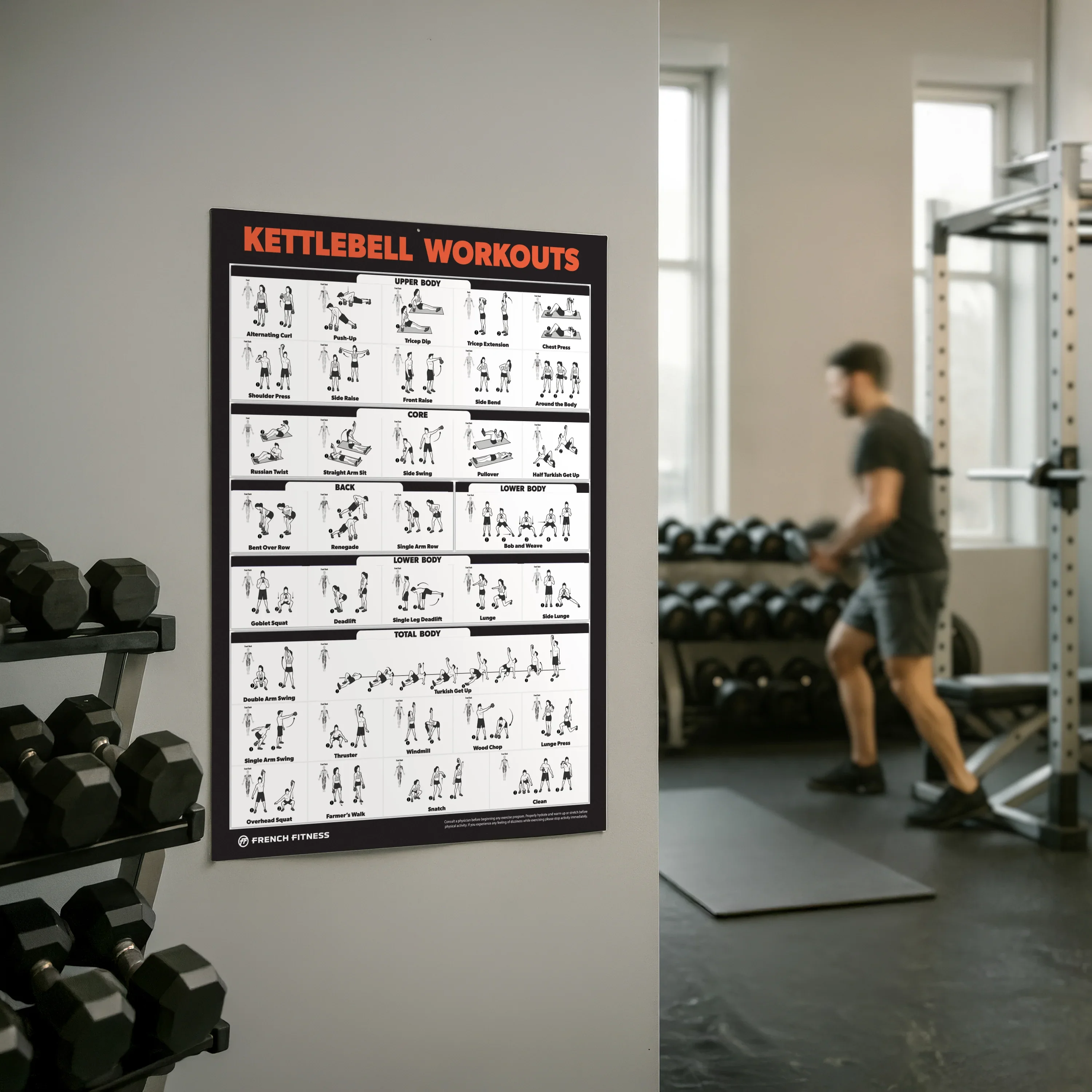 French Fitness Kettlebell Workout Training Charts / Posters (New) - Image 3