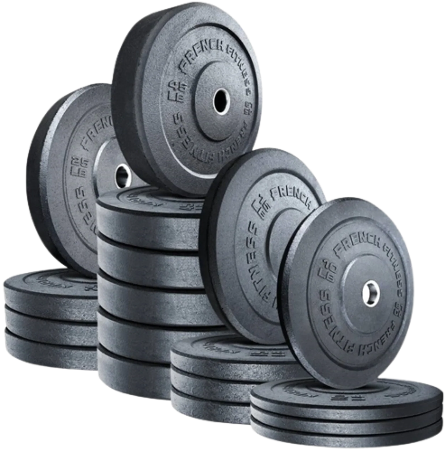 French Fitness Olympic Bumper Plate Set 470 lbs - Crumb Rubber (New)