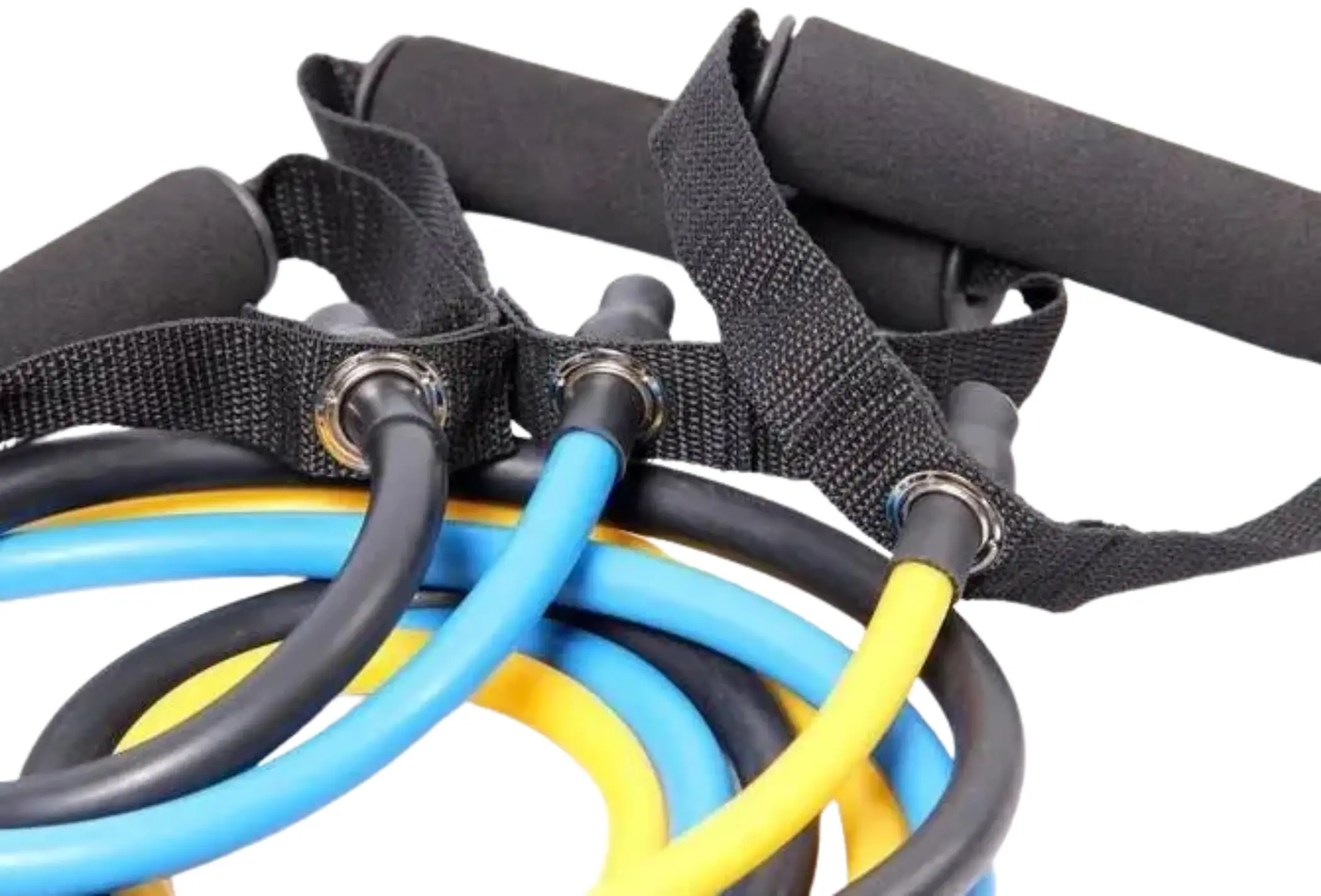 French Fitness Resistance Band Set of 5 w/Handles (New) - Image 2