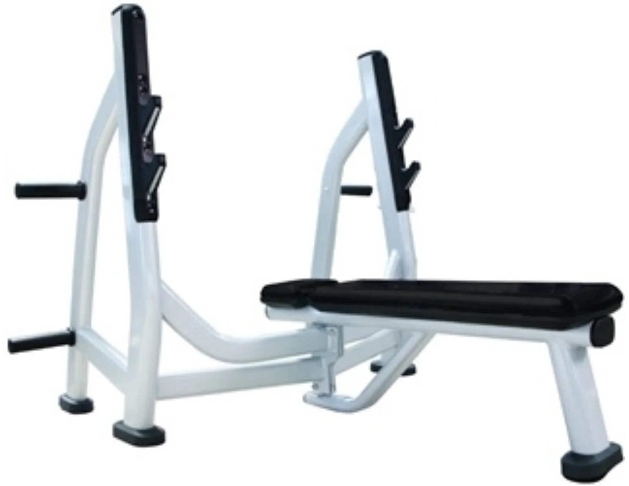 French Fitness Rubber Grip Weight Plate Set w/7 ft Olympic Bar 235 lbs + Bench (New) - Image 6