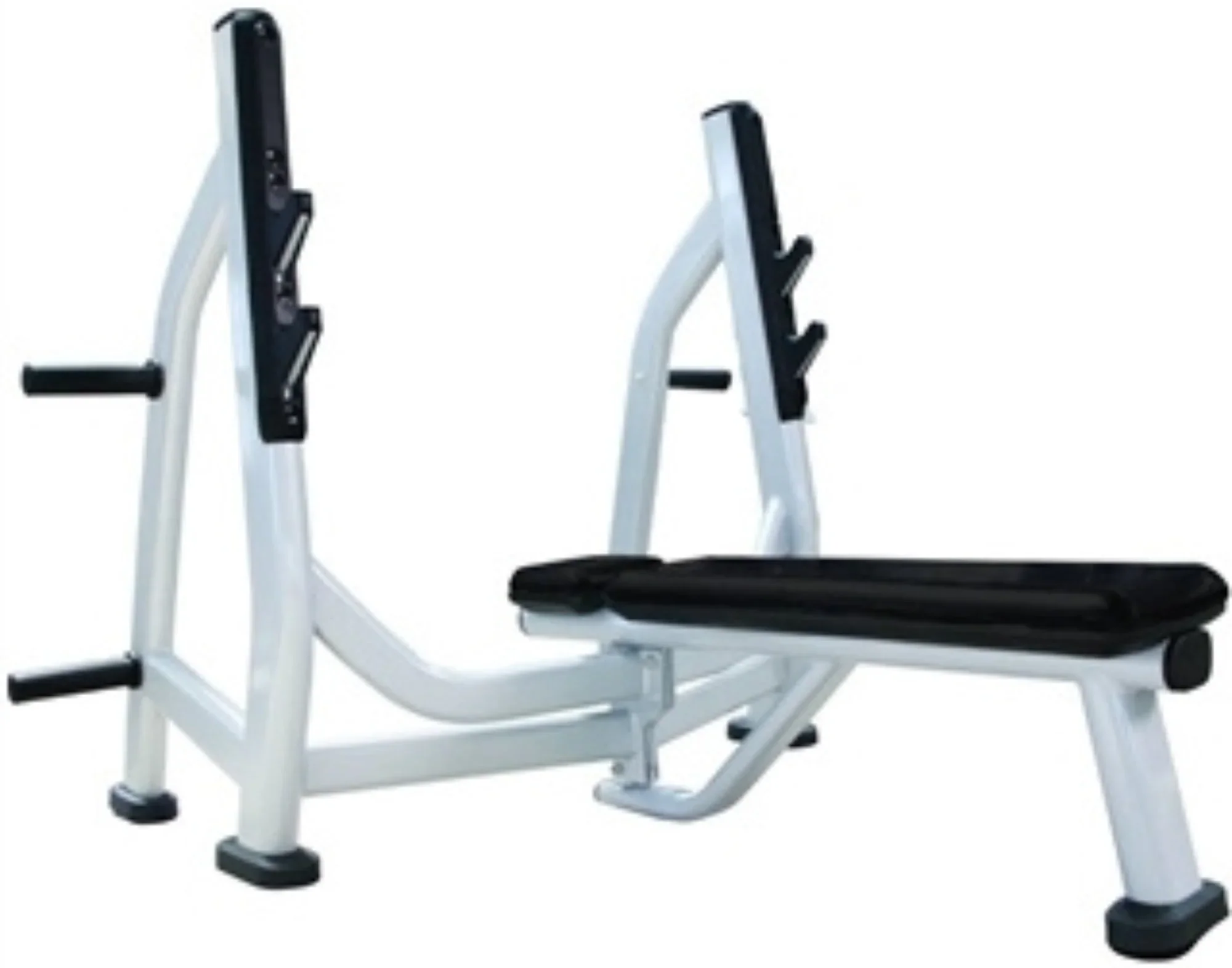French Fitness Rubber Grip Weight Plate Set w/7 ft Olympic Bar 395 lbs + Bench (New) - Image 6