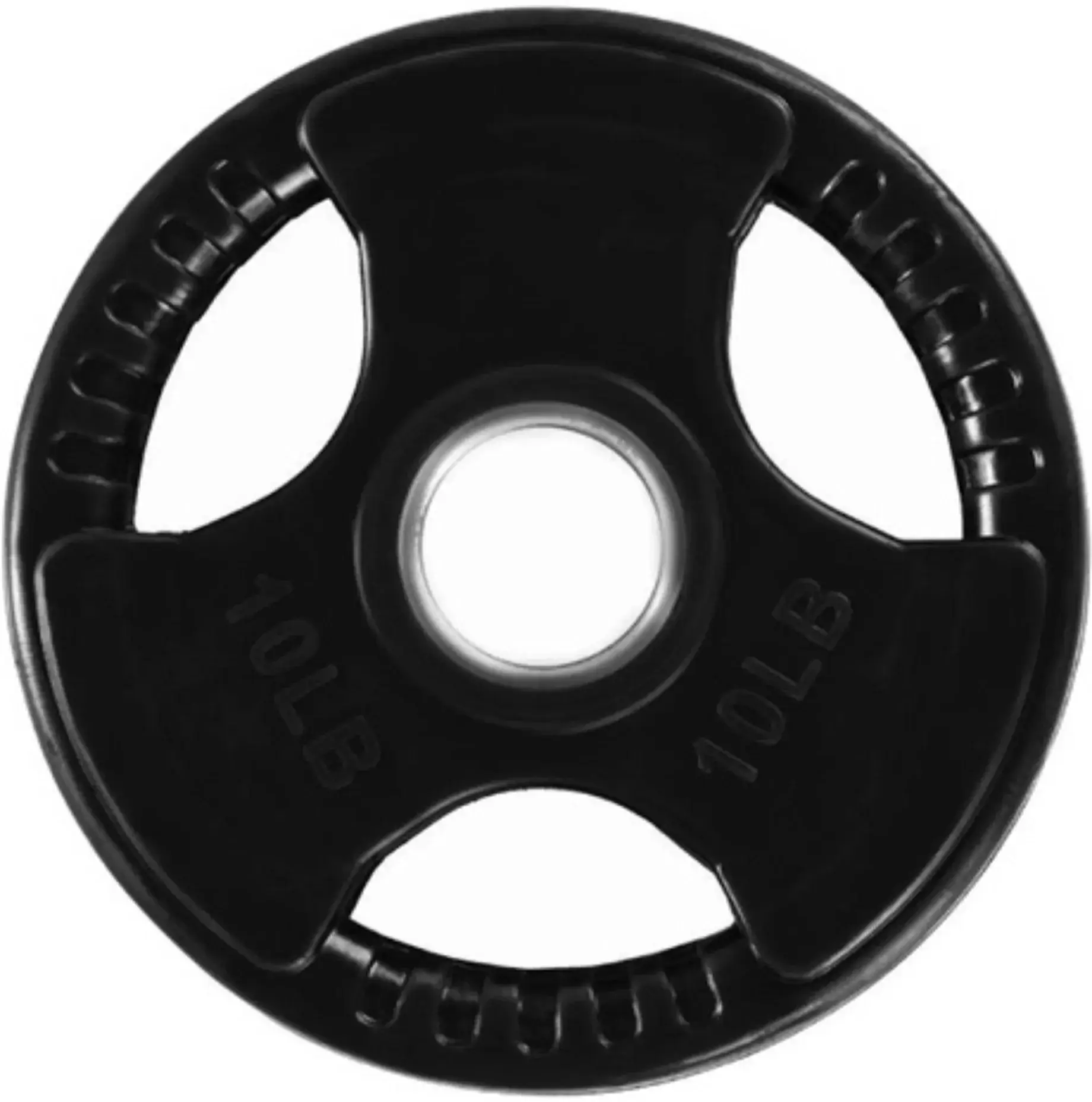 French Fitness Rubber Grip Weight Plate Set w/7 ft Olympic Bar 395 lbs (New) - Image 7