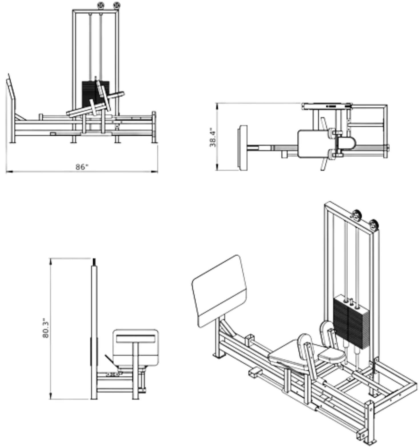 Horizontal Leg Press Selectorized - French Fitness Shasta (New) - Image 4