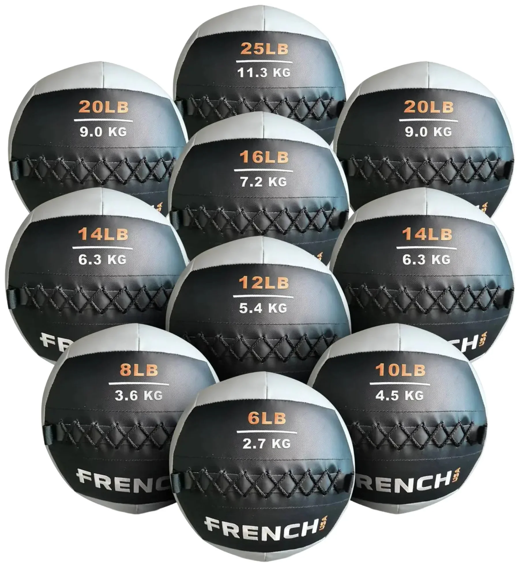 French Fitness Soft Medicine Wall Ball Set of 10 (6 to 25 lbs) w/Rack (New) - Image 2