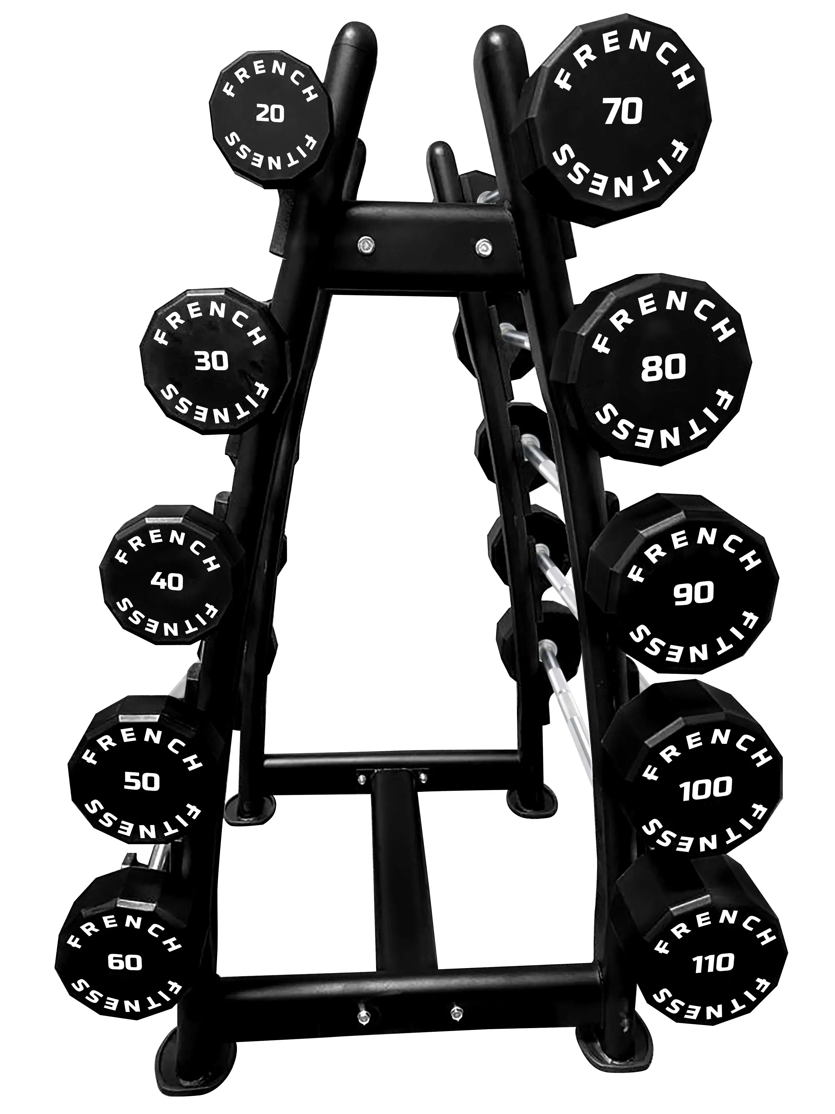 French Fitness Straight Urethane Barbell Bar Set, 20-110 lbs (New) - Image 3