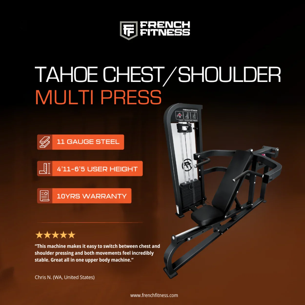 Chest and Shoulder Multi Press - French Fitness Tahoe (New) - Image 2