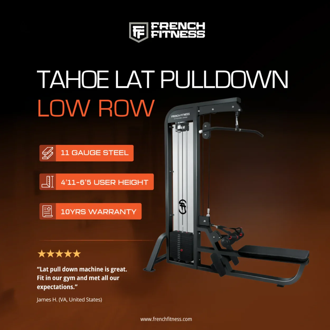 Lat Pulldown Low Row - French Fitness Tahoe (New) - Image 4