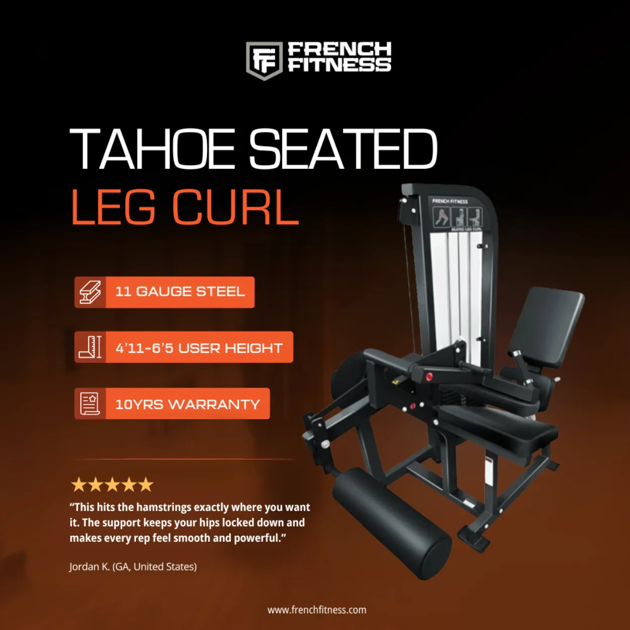 Seated Leg Curl - French Fitness Tahoe (New) - Image 3
