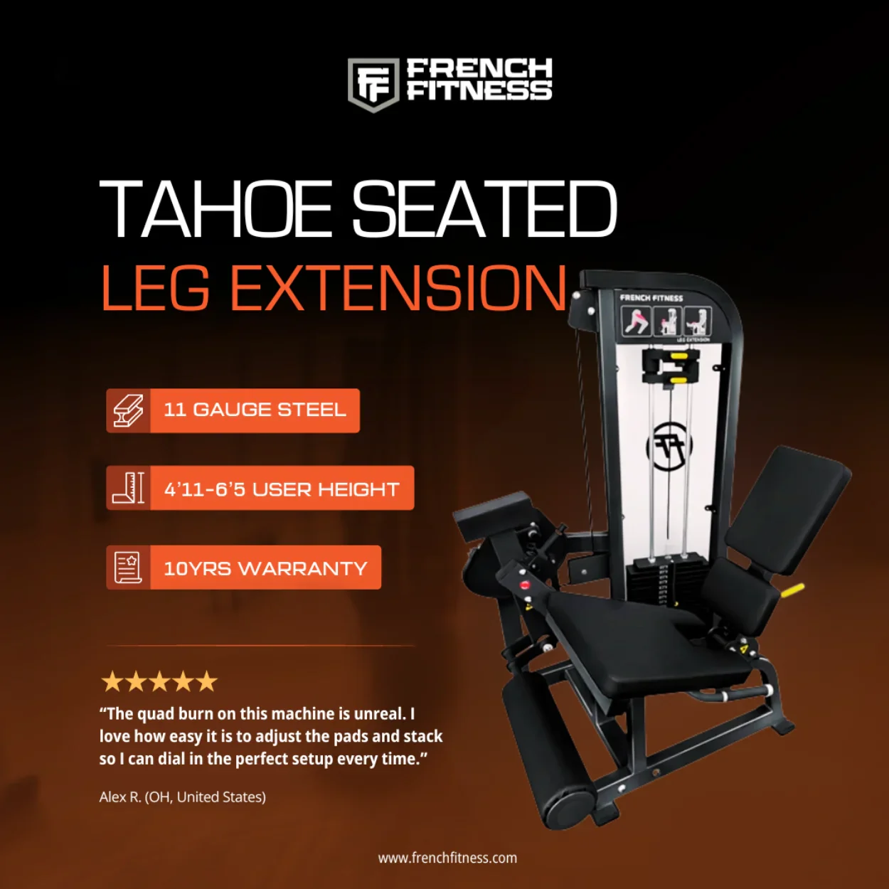 Seated Leg Extension - French Fitness Tahoe (New) - Image 2