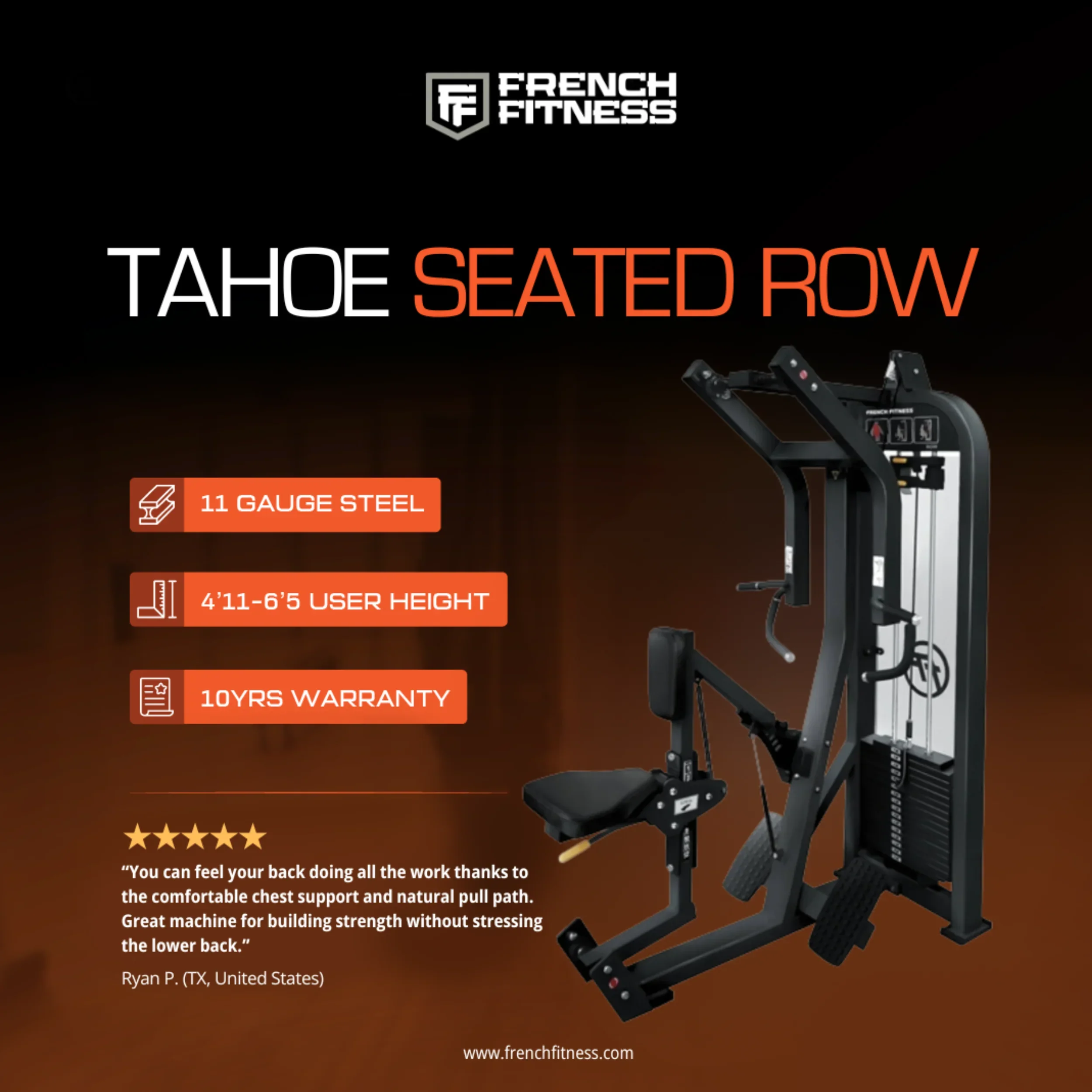 Seated Row - French Fitness Tahoe (New) - Image 2