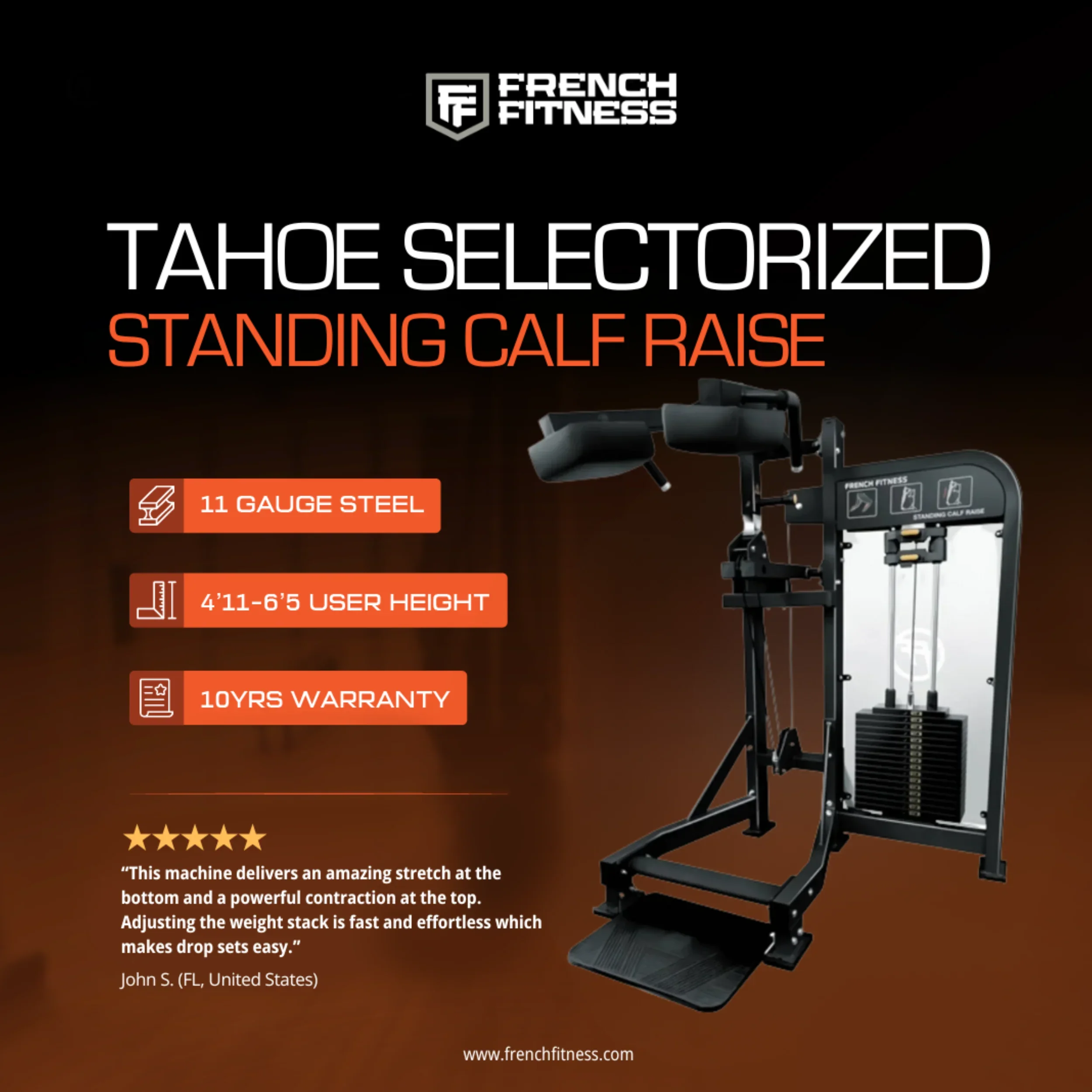 Standing Calf Raise Selectorized - French Fitness Tahoe (New) - Image 2