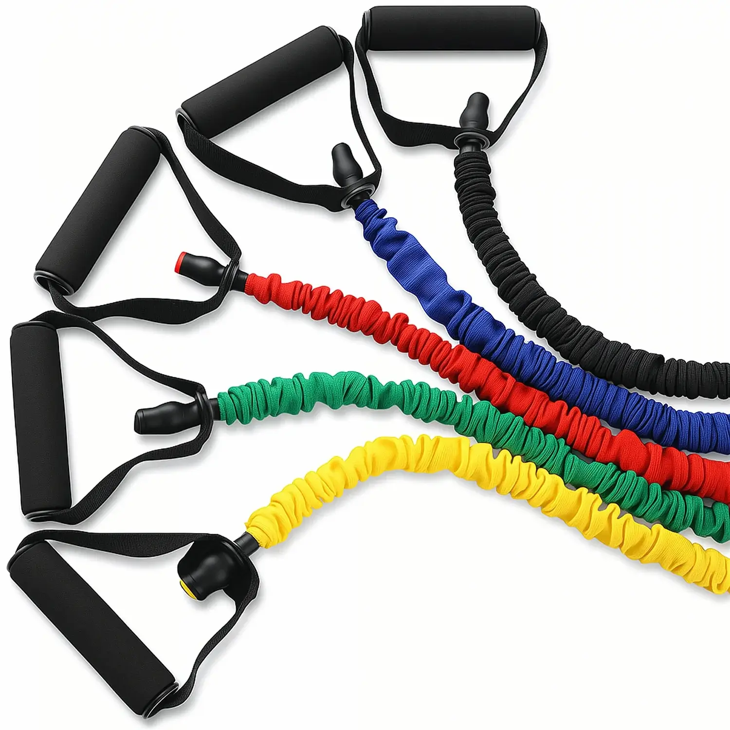 French Fitness Toning Resistance Tube Bands w/Handles - Green (20 lbs) (New) - Image 4