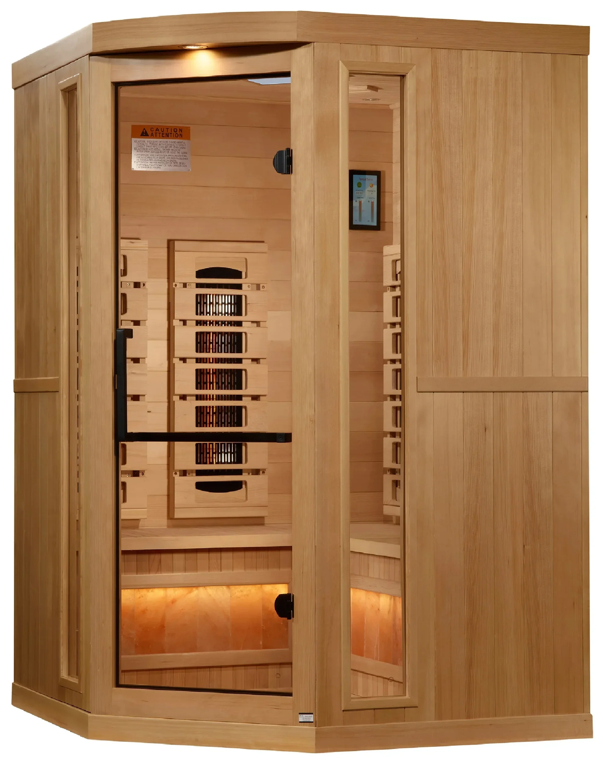 Golden Designs GDI-8035-03 3-Person Corner Full Spectrum PureTech Near Zero EMF FAR Infrared Sauna with Himalayan Salt Bar (New) - Image 3