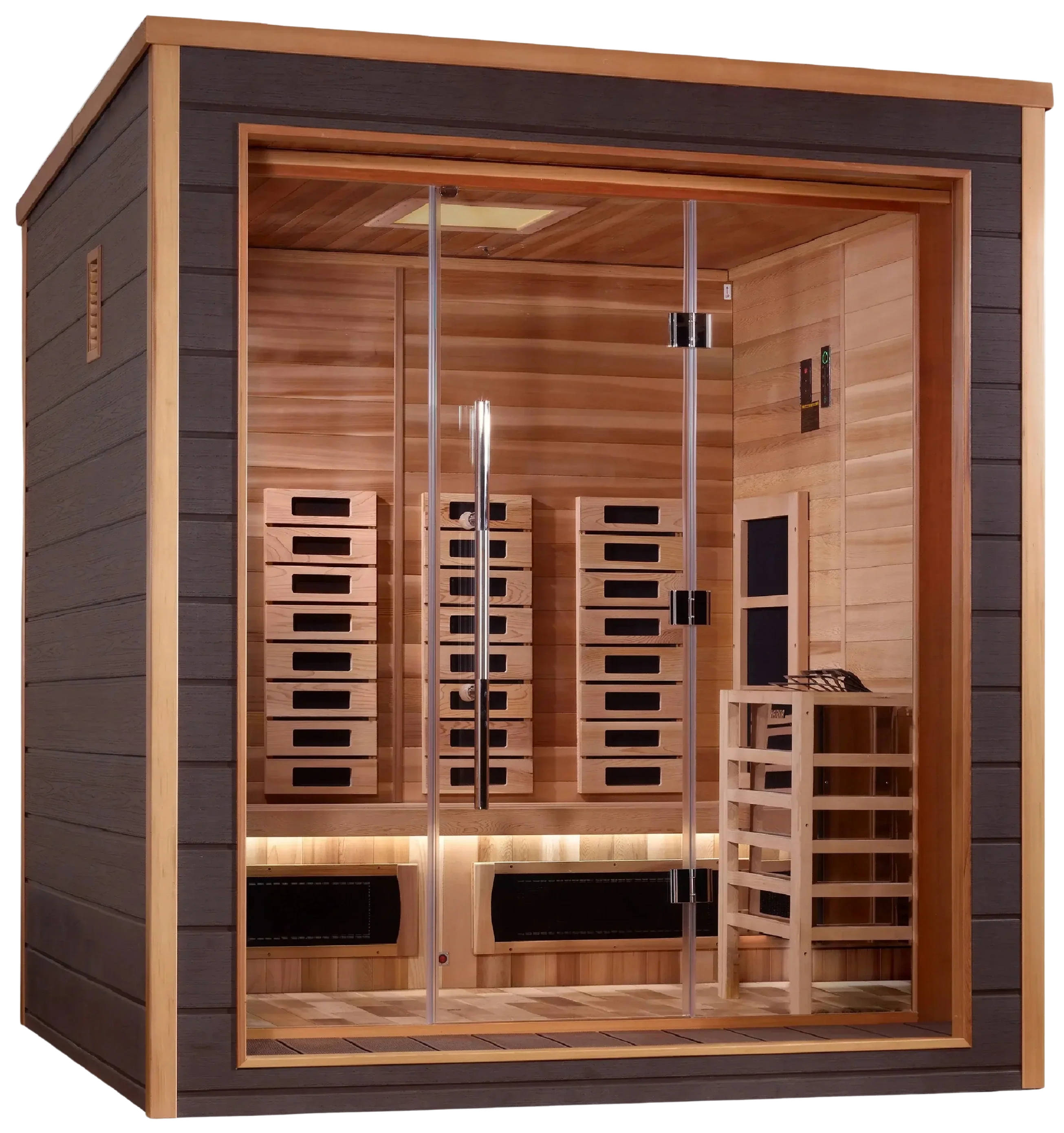 Golden Designs GDI-8223-01 Visby 3 Person Outdoor-Indoor PureTech Hybrid Full Spectrum Sauna - Canadian Red Cedar Interior (New)