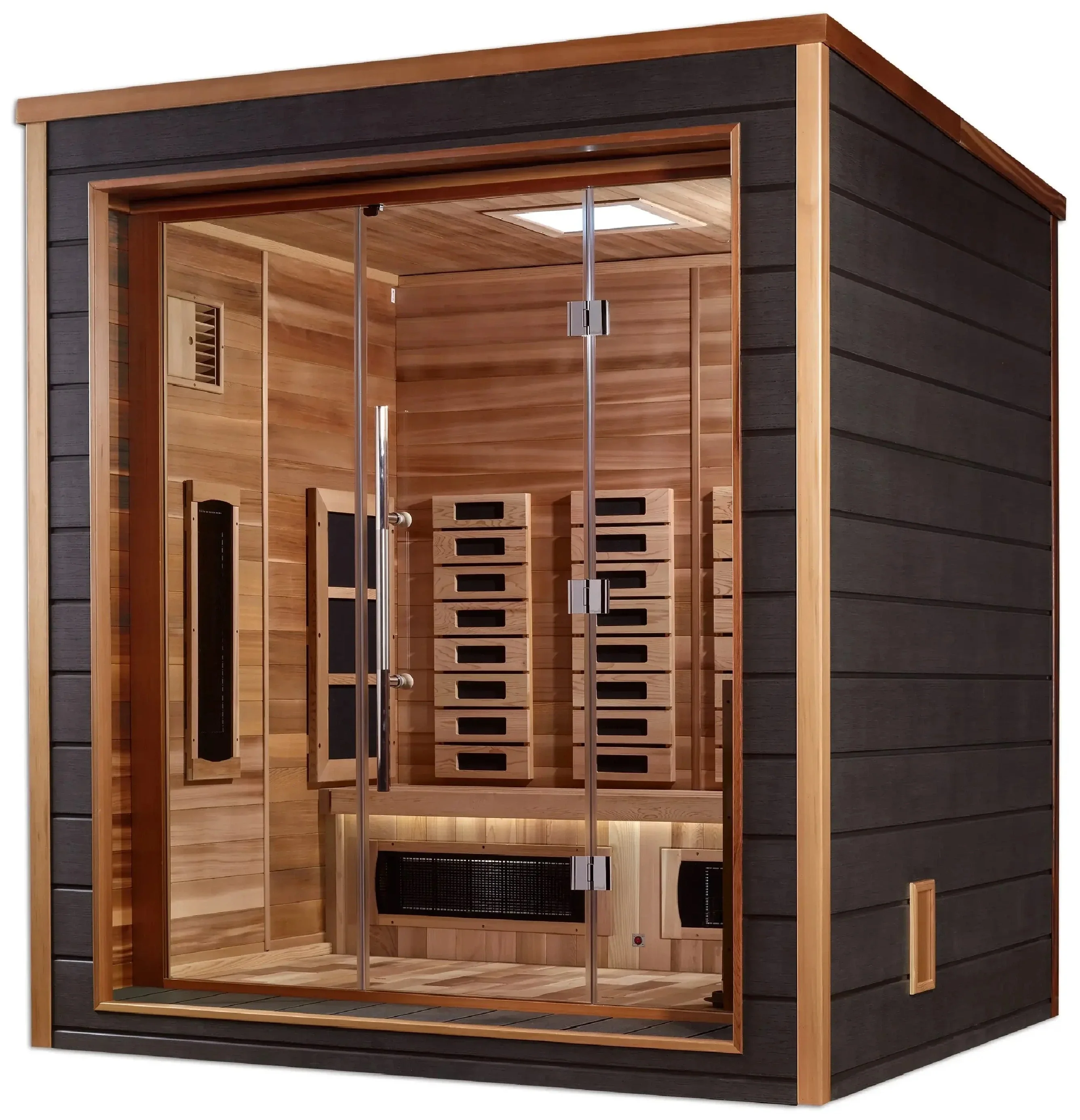 Golden Designs GDI-8223-01 Visby 3 Person Outdoor-Indoor PureTech Hybrid Full Spectrum Sauna - Canadian Red Cedar Interior (New) - Image 3