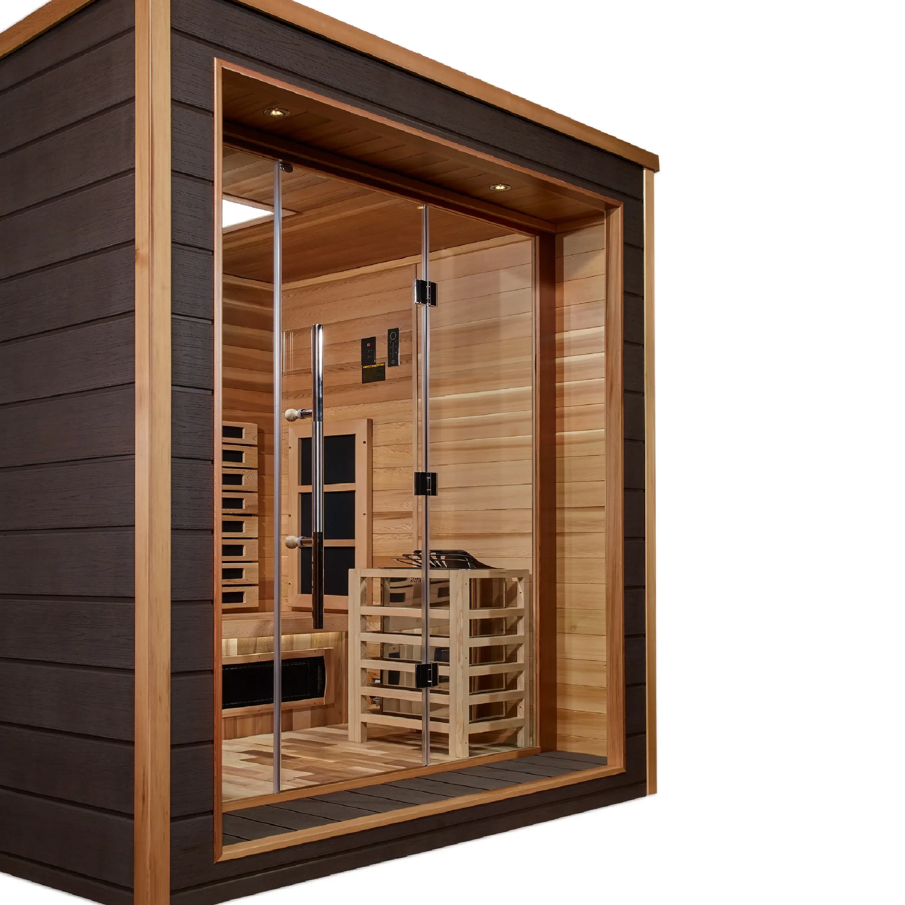Golden Designs GDI-8223-01 Visby 3 Person Outdoor-Indoor PureTech Hybrid Full Spectrum Sauna - Canadian Red Cedar Interior (New) - Image 4