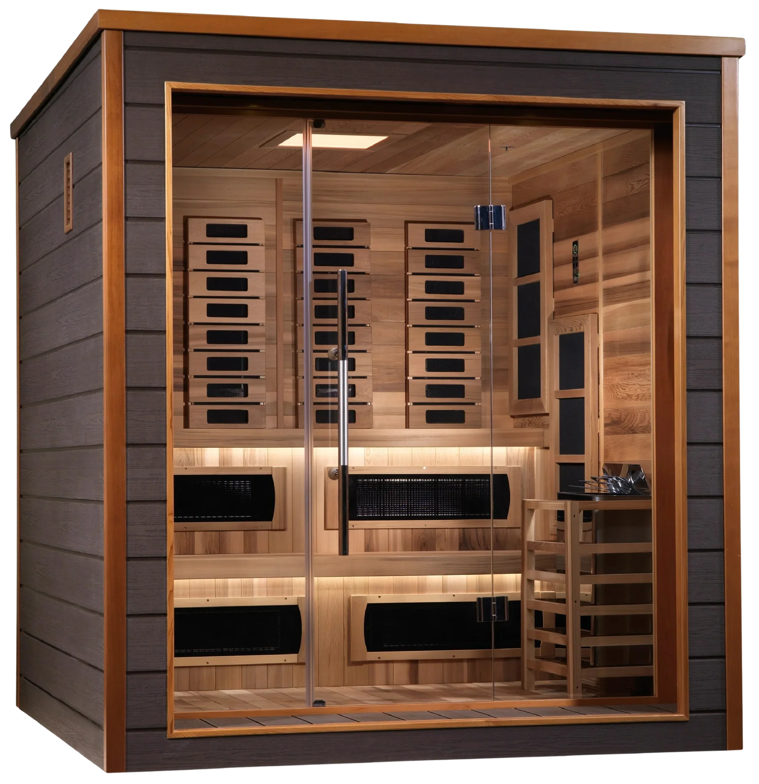 Golden Designs GDI-8226-01 Karlstad 6 Person Outdoor-Indoor PureTech Hybrid Full Spectrum Sauna - Canadian Red Cedar Interior (New)
