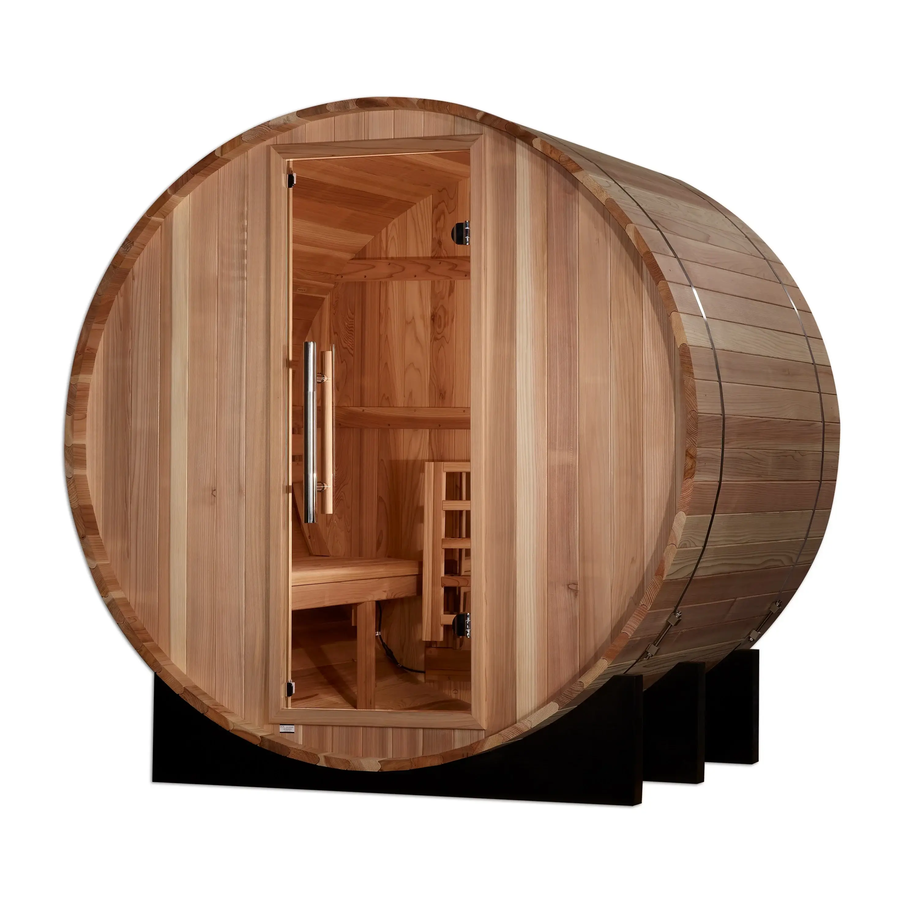 Golden Designs GDI-B002-01 St. Moritz 2 Person Barrel Traditional Sauna - Pacific Cedar (New) - Image 2