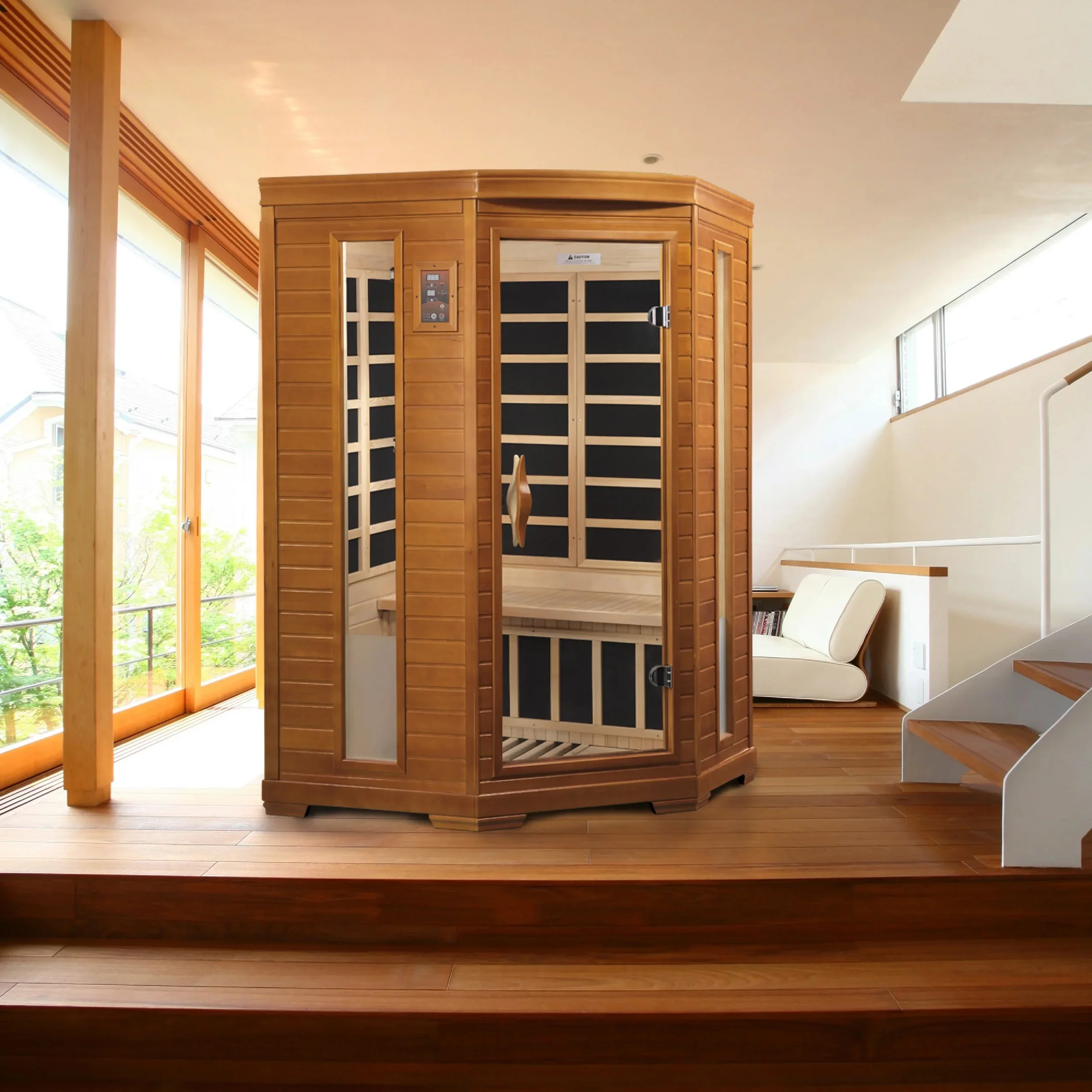 GoldenDesigns DYN-6225-02 Elite Dynamic Heming Elite 2-person Corner Ultra Low EMF FAR Infrared Sauna (New) - Image 3
