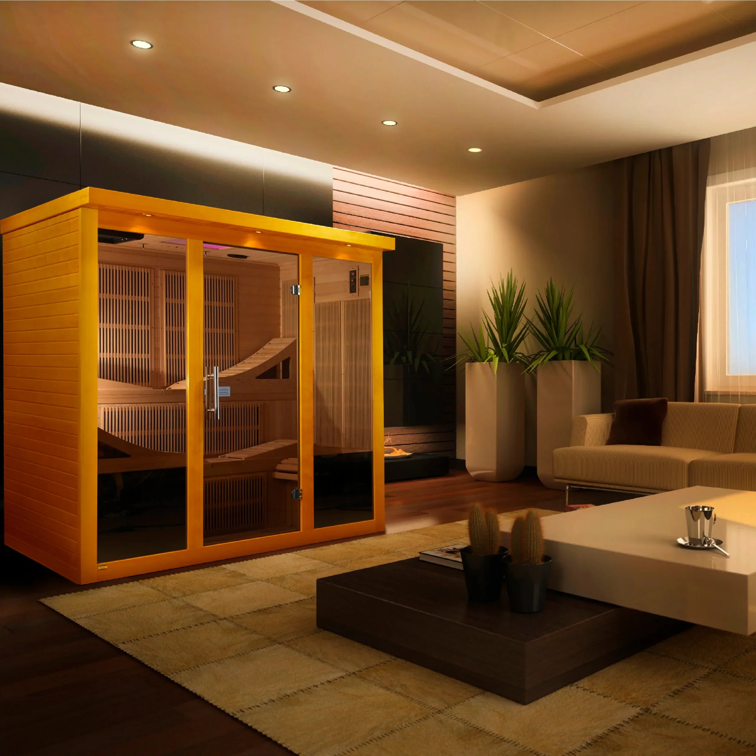 GoldenDesigns DYN-6996-01 Elite Dynamic Monaco 6-person Ultra Low EMF FAR Infrared Sauna (New) - Image 6