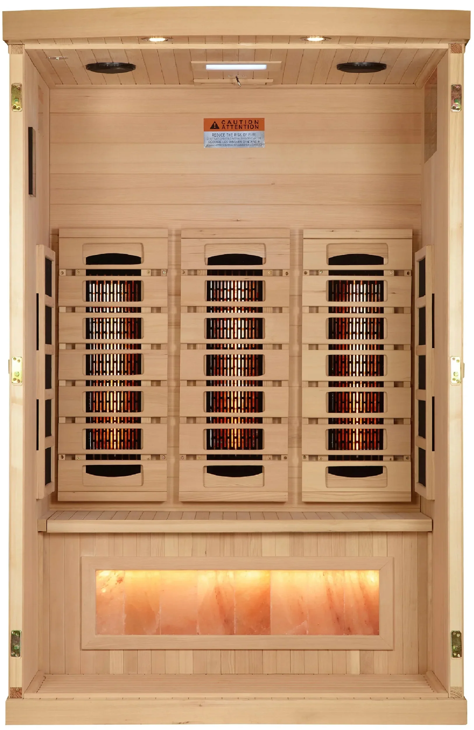 GoldenDesigns GDI-8020-03 2-Person Full Spectrum PureTech Near Zero EMF FAR Infrared Sauna with Himalayan Salt Bar (New) - Image 4