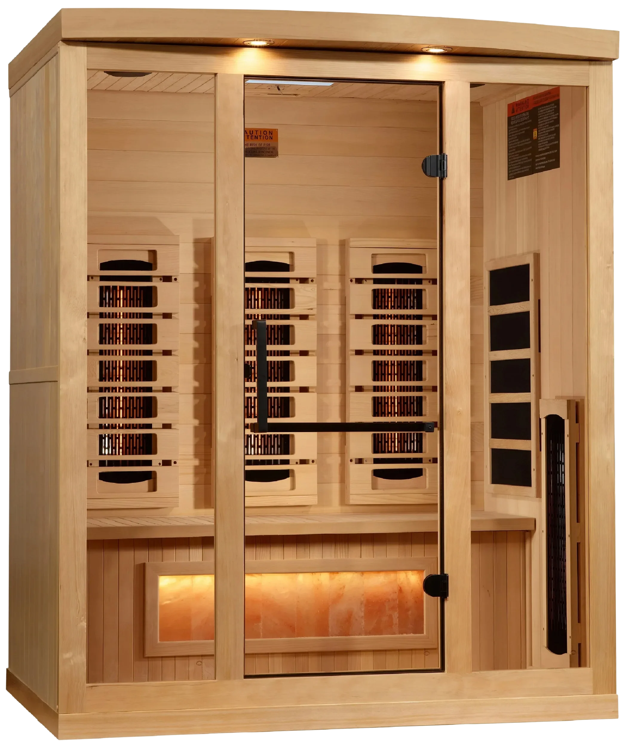 GoldenDesigns GDI-8030-03 3-Person Full Spectrum PureTech Near Zero EMF FAR Infrared Sauna with Himalayan Salt Bar (New)