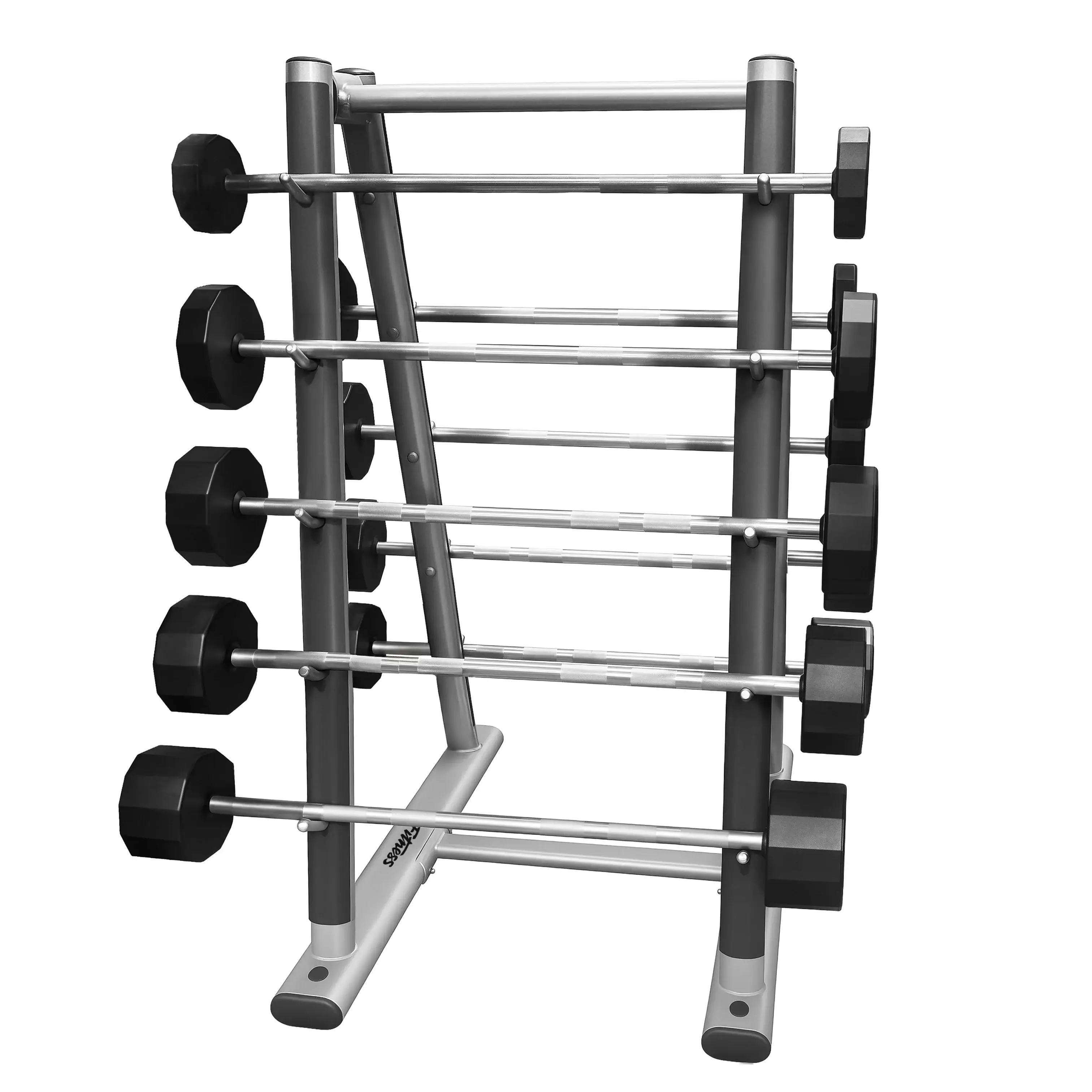 Life Fitness SBBR Signature Barbell Rack w/Iron Grip Straight Barbells (20lb-110lb) (Used) - Image 5